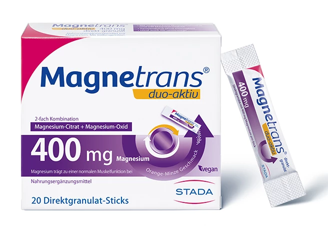 Umverpackung Magnetrans® duo-aktiv 400 mg Direktgranulat-Stick Umverpackung Magnetrans® duo-aktiv 400 mg Direktgranulat-Stick